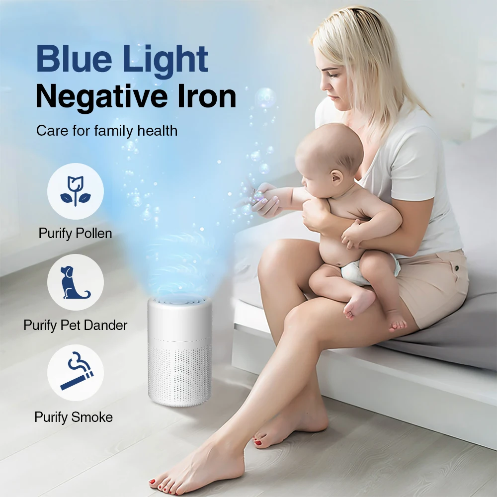 Air Purifier Smoke Odor Negative Ion Generator Household HEPA Air Purifier Efficient Purifying Air Formaldehyde for Car and Room