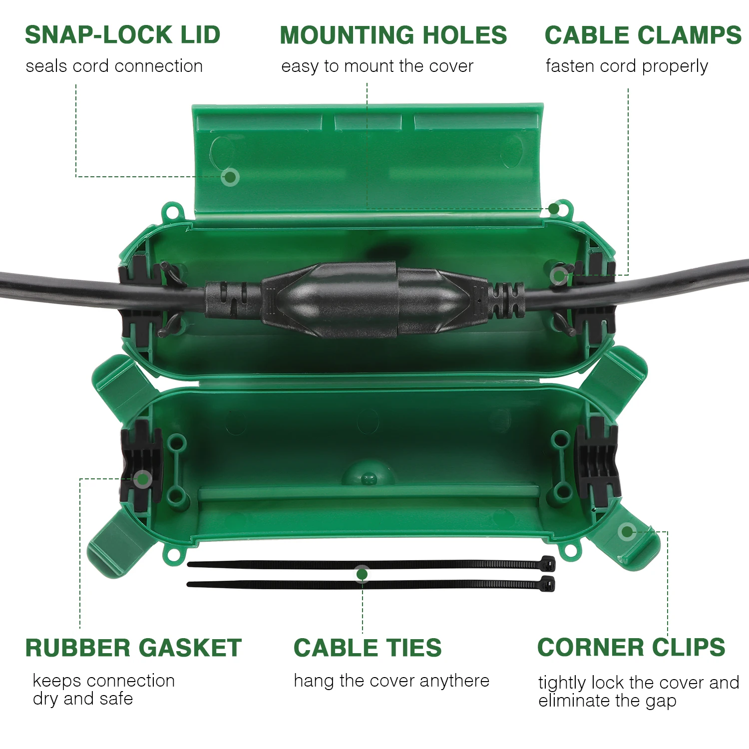 Cajas impermeables para exteriores, para enchufes de corriente, tomas de corriente, luces de cadena, paquete de 4 cajas de tomacorriente para el hogar, IP44, a prueba de lluvia y a prueba de intemperie