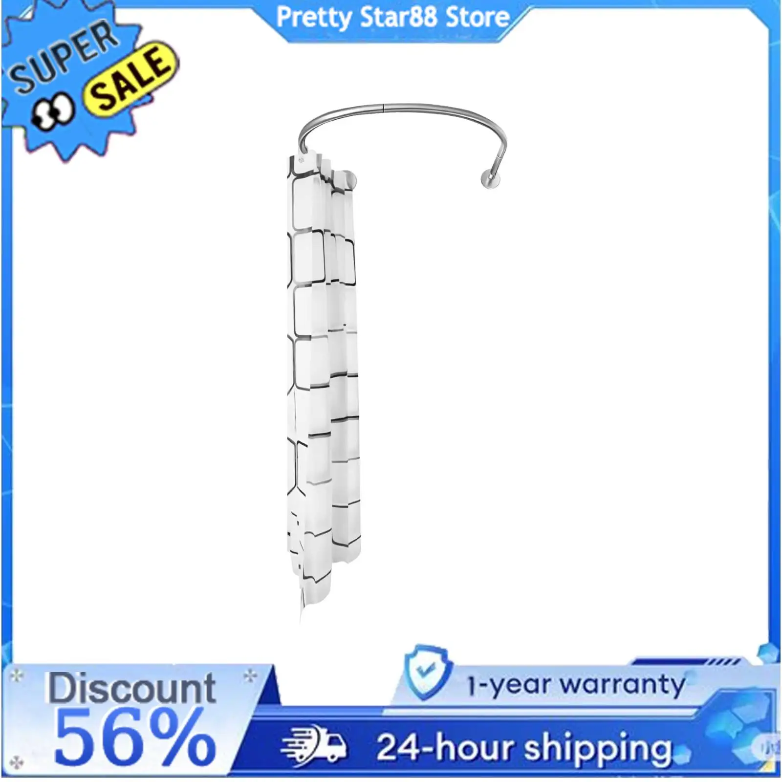 

U-образный стержень для занавеса для ванной комнаты, удобный затемнитель для окна, большой вес, комплект для ванной комнаты и туалета