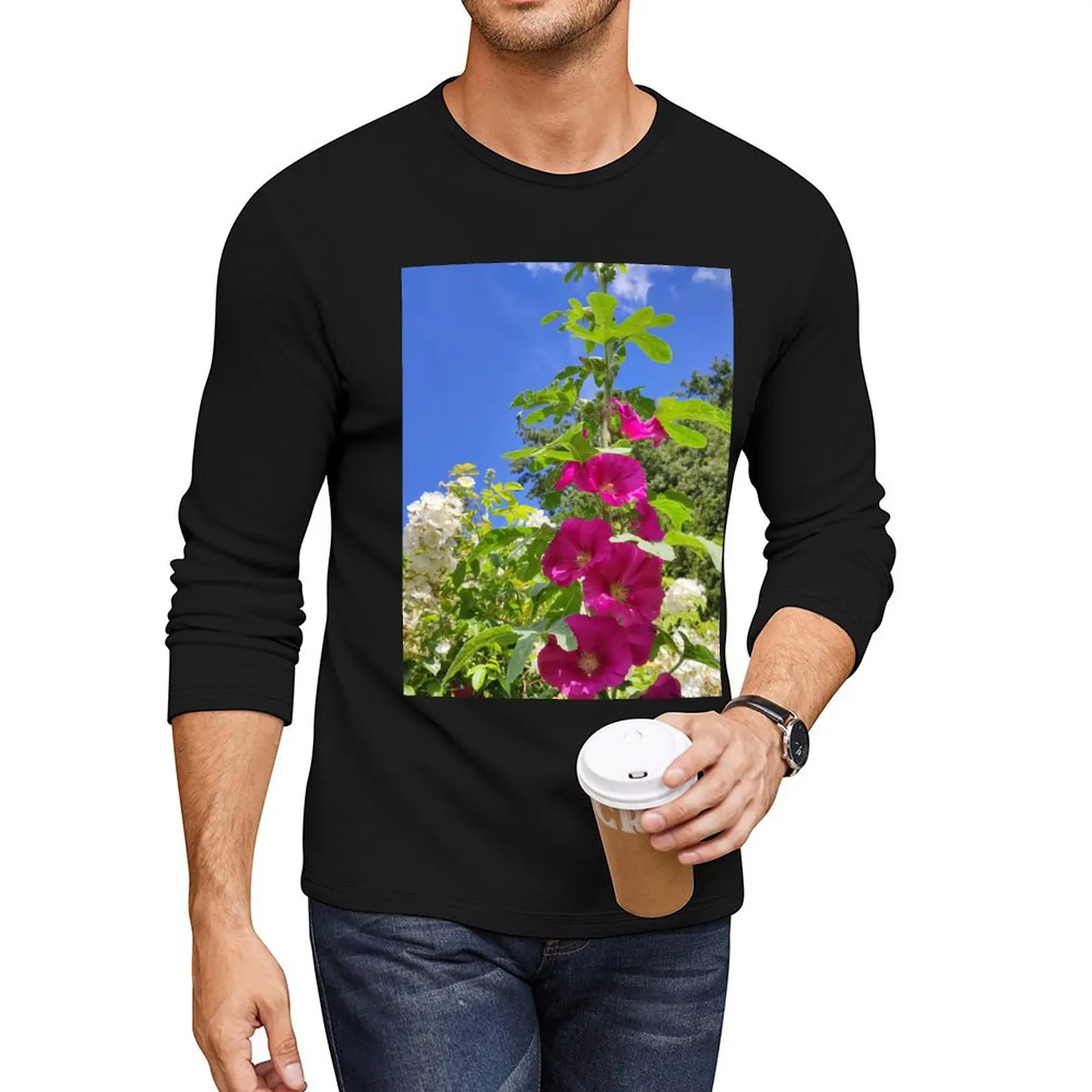 Hollyhocks, ex France now resettled in the UK Long T-Shirt t-shirts man customized t shirts tees mens champion t shirts