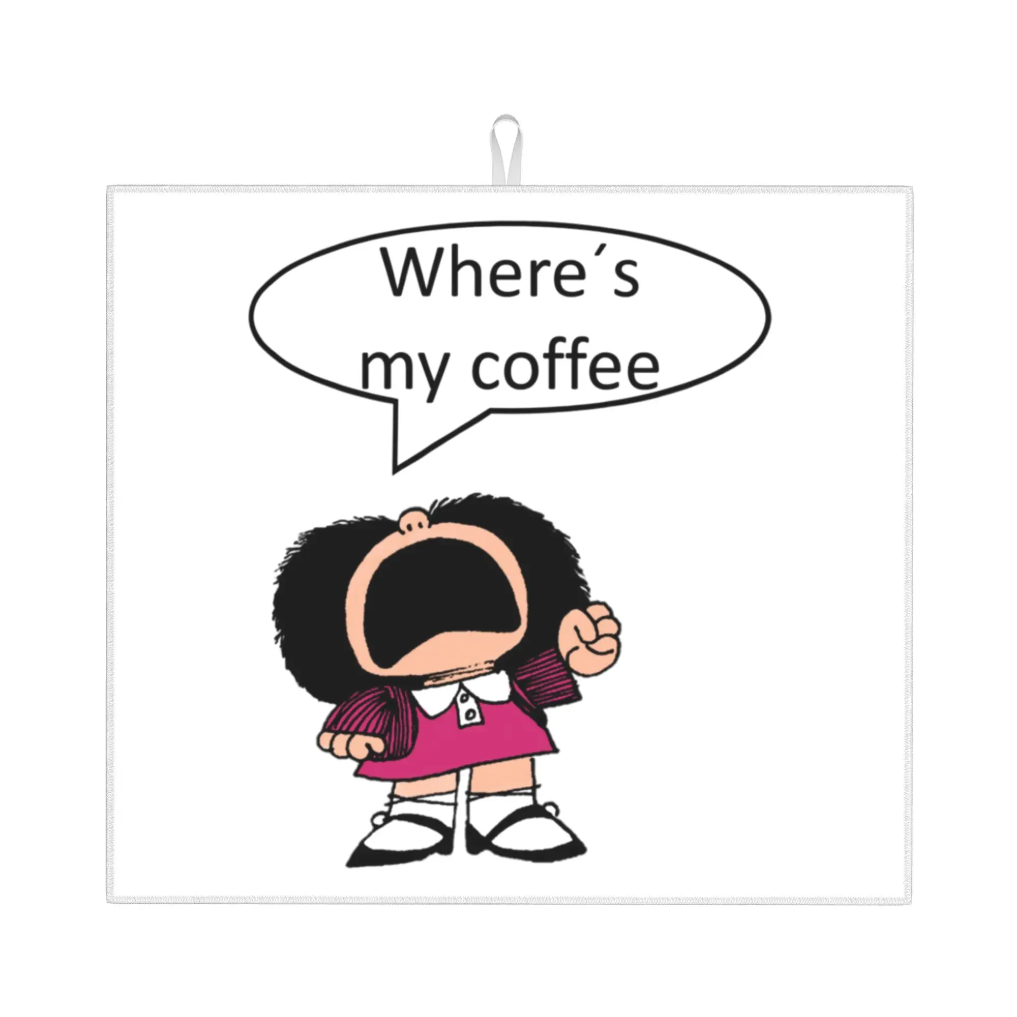 Manga Quino Mafalda Kawaii Cartoon Non Slip Kitchen Counter Protector Mat Barware Tableware Reusable Drying Mat For Kitchen