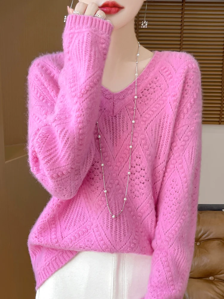 

Модный ажурный вязаный свитер-база для женщин, весенне-осенняя и осенне-зимняя внутренняя одежда, трендовый, больших размеров