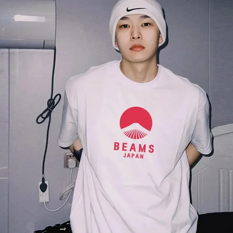 

BEAMS JAPAN 20SS японский дизайн Fanfuji Mountain Red Rope мужская и женская свободная хлопковая футболка с круглым вырезом и короткими рукавами