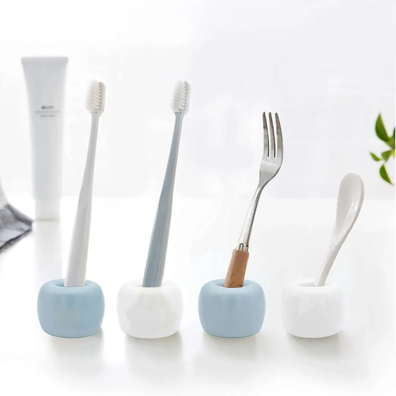 Ceramic Toothbrush Holder for Bathroom,Easy Clean Tooth Brush Stand Suit for Electric Toothbrush Head,Pens,Coffee Spoon