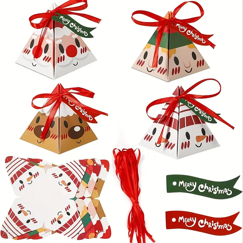 Christmas Gift Box Triangular Box Candy Paper Box 48pcs of Triangular Candy Paper Boxes