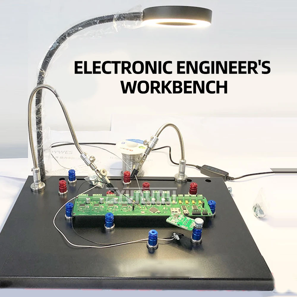 

Магнитная печатная плата с фиксированным зажимом, монтажная плата, верстак для обслуживания, лупа, стеклянный держатель паяльника, инструменты для ремонта