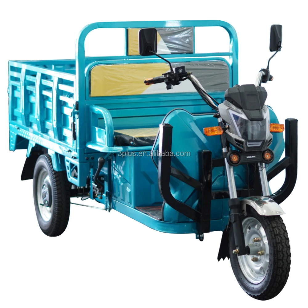 3-Wheel Electric Dumper Tricycle for Adults 60V/1500W Cargo Tricycles with Front Disc + Rear Drum Brake CE Certified