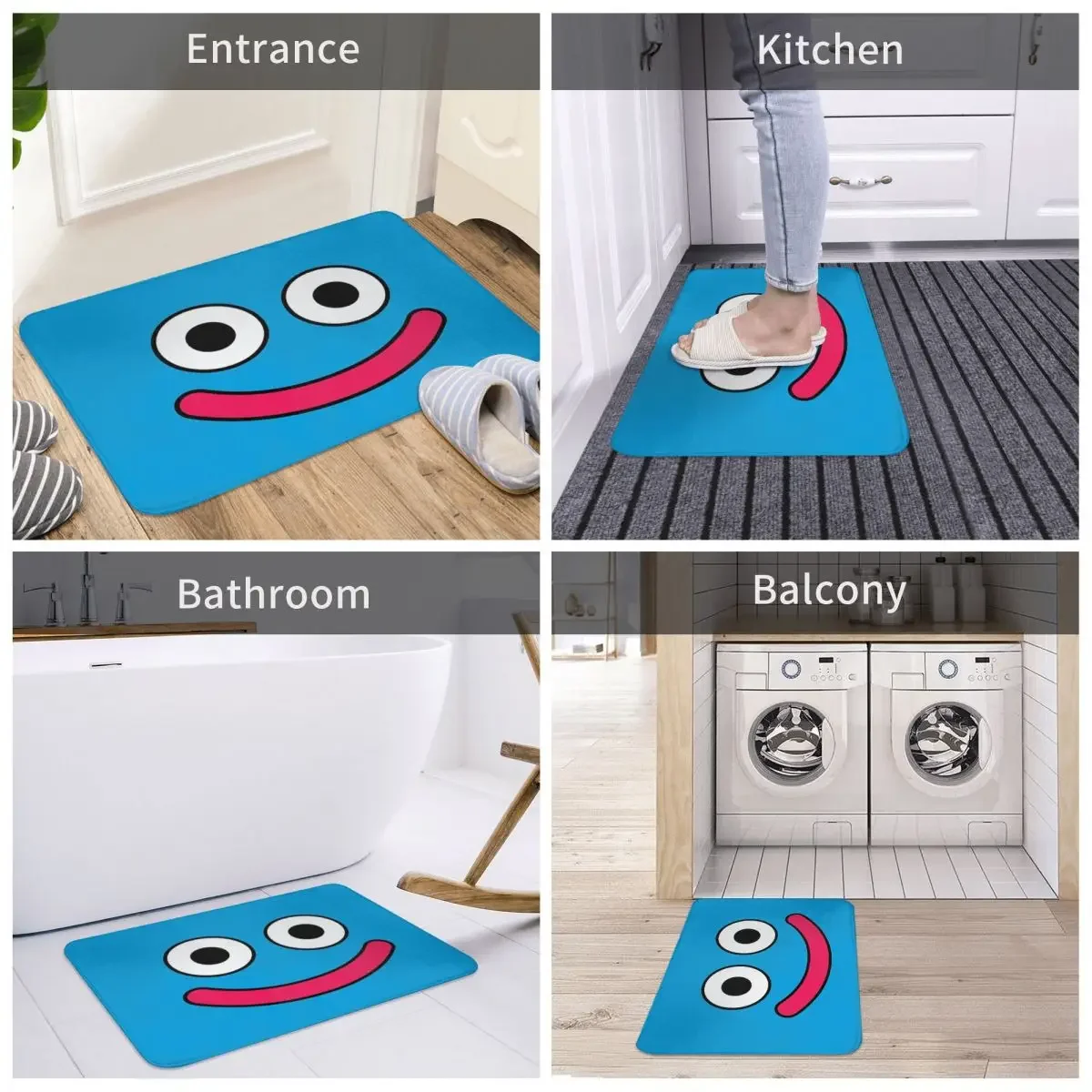 Dragon Quest Warrior Dragonlord Hero Slimes Game Anti-Slip Doormat Kitchen Mat Slime Head Hallway Carpet Entrance Door Rug Home