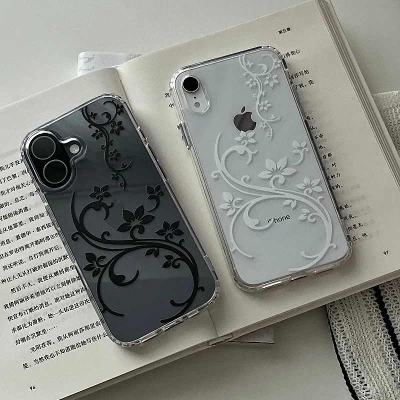 Funda transparente con estampado floral artístico para iPhone 17, 16, 15, 11, 12, 14, 13 Pro, Max, Mini, XS, X, XR, 7 Plus, 17E, resistente a golpes 2
