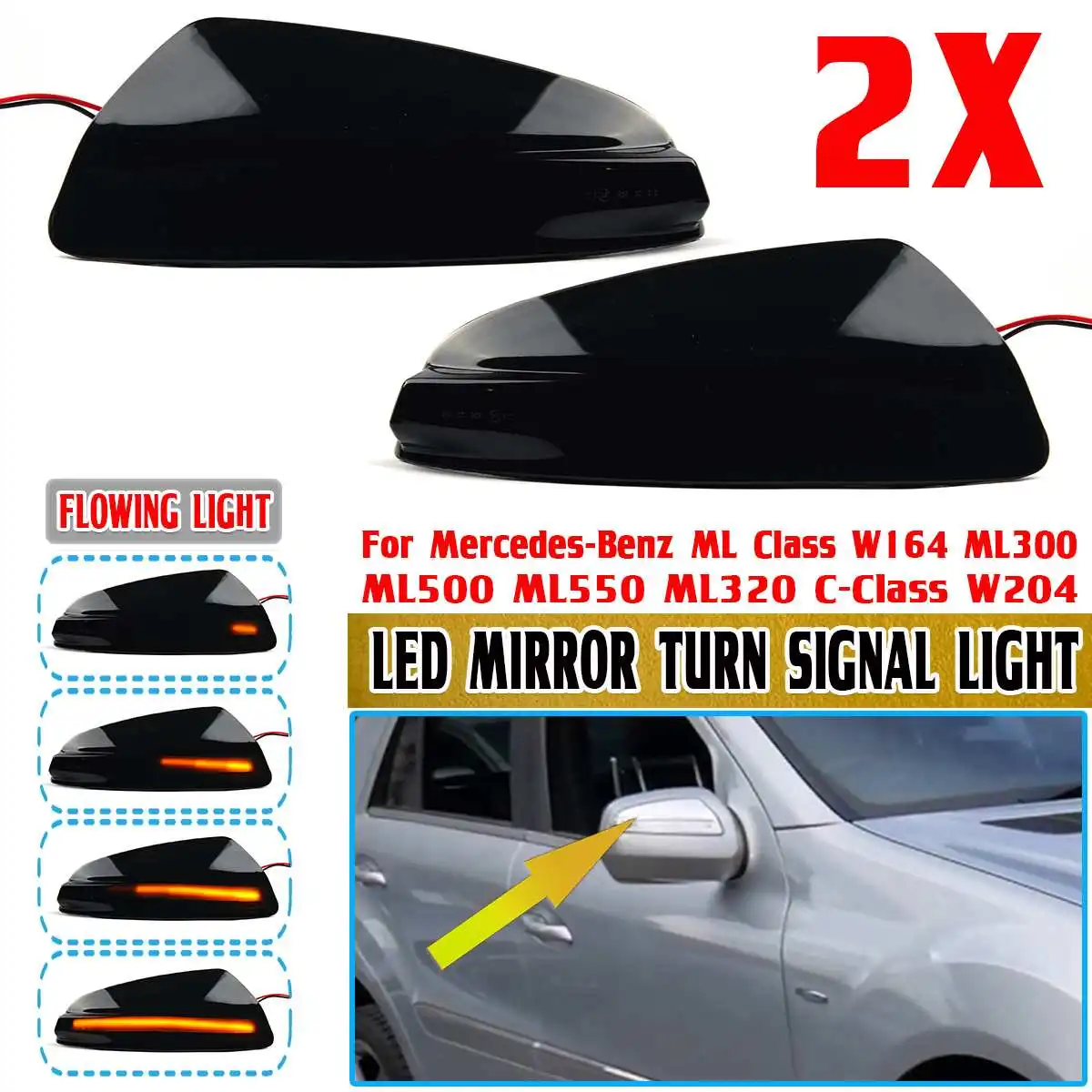 LED Dynamic Side Mirror Indicator Sequential Light For Mercedes For Benz C Class W204 S204 07-14 Viano Vito Bus W639 W164 ML300