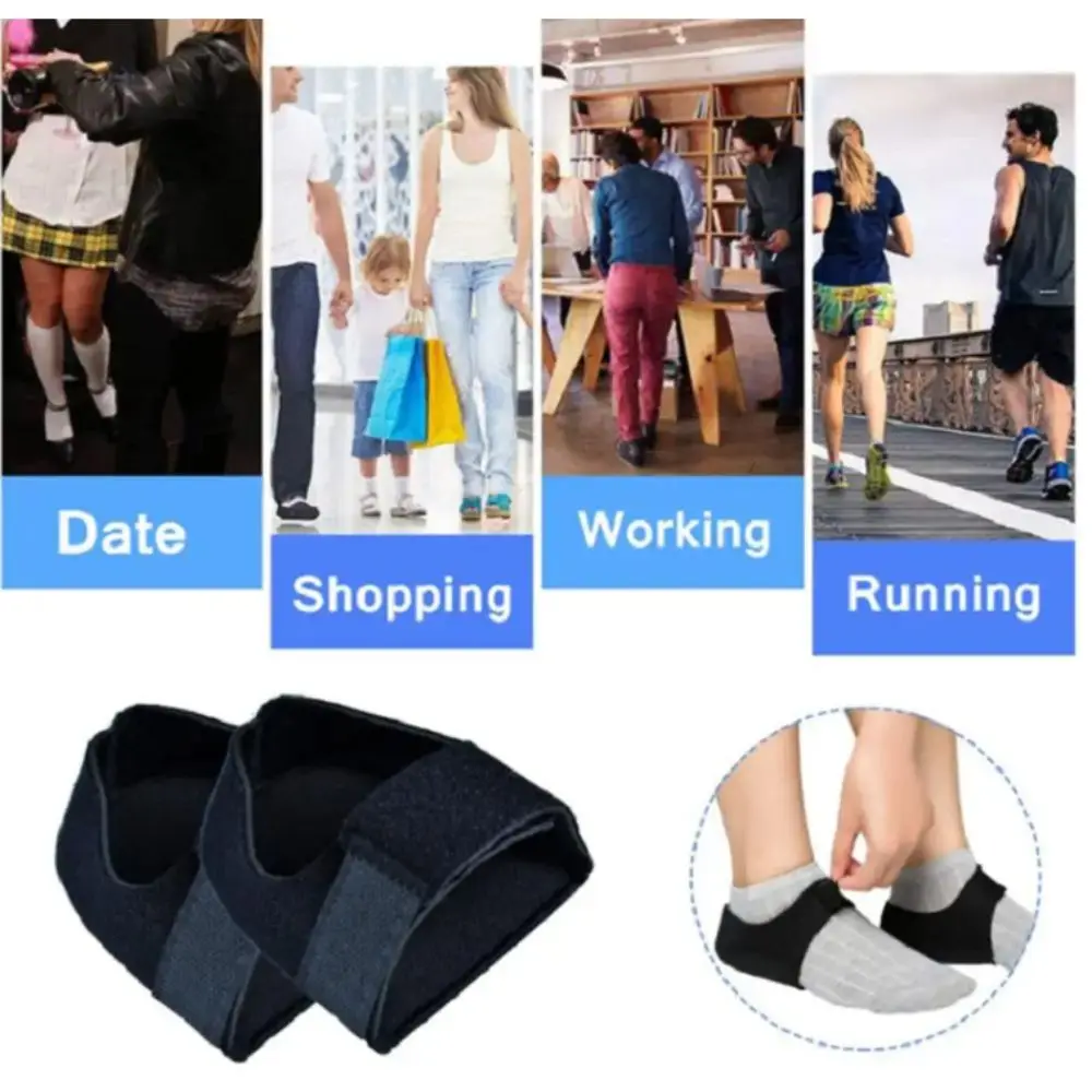 Adjustable Straps Silicone Heel Pads Gel Material Support Cushion Fasciitis Protector Shock Absorption Gel Heel Pads