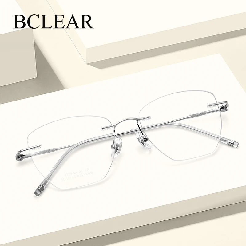 

BCLEAR Ultralight Titanium Rimless Men Glasses Frame Fashion Eyeglass Myopia Prescription Frames Women Optical Eye Glass MY6019