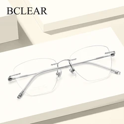 BCLEAR Ultralight Titanium Rimless Men Glasses Frame Fashion Eyeglass Myopia Prescription Frames Women Optical Eye Glass MY6019