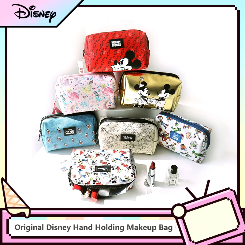 

Original Disney Hand Holding Makeup Bag Mickey Fashion Women's Waterproof Portable Multifunctional Cosmetic Storage Bag