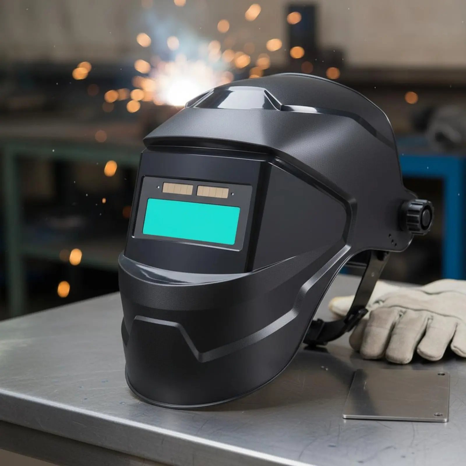 Auto Darkening Metal Joining Helmet Adjustable Headgear Full Face Metal Joining Guard Solar Powered Welder Helmet High Shock