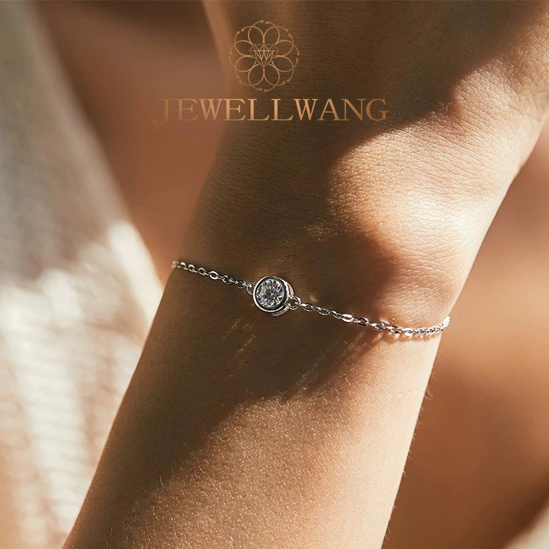 

JEWELLWANG 0.5Ct Custom Moissanite Bracelets for Men Women S925 Silver Bracelets Birthday Gift Festival Gifts Romantic Bracelets
