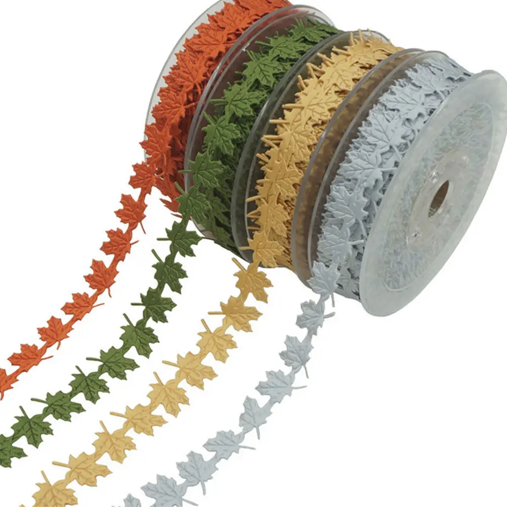 Embossed Maple Leaf Ribbon Silver, 15 Yard per Roll for Christmas, Thanksgiving, Wedding, DIY Craft & Gift Wrapping