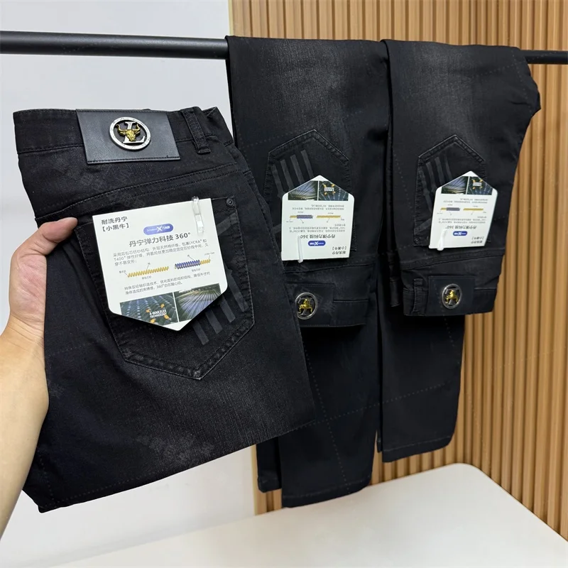 

Мужские джинсы Slim Fit из тонкой хлопково-полиэстеровой смеси, повседневные, модные, осенние, 2025, Small Golden Ox