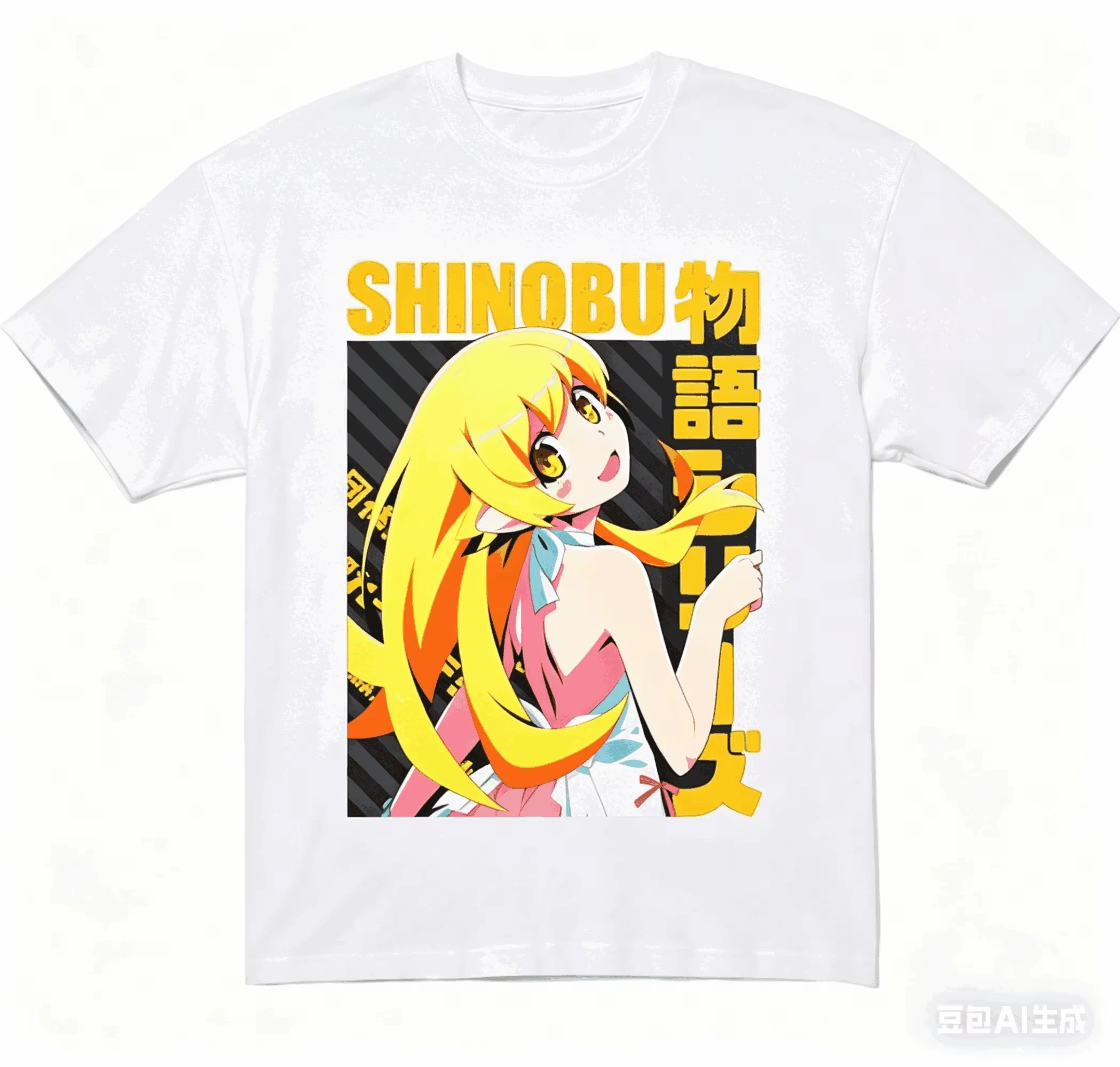 Monogatari-Serie Anime-Grafik-T-Shirt Unisex Vintage Gewaschene Baumwolle Kurzarm Harajuku Streetwear Ganzjährig Tragbare Freizeit-Oberteile – Detail 8