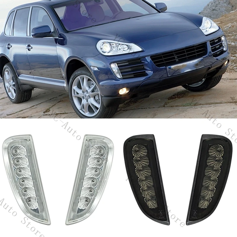 For Porsche Cayenne 957 9PA 2006-2010 Pair LED Front Bumper DRL Daytime Running Light Turn Signal Lamp Car Accessories