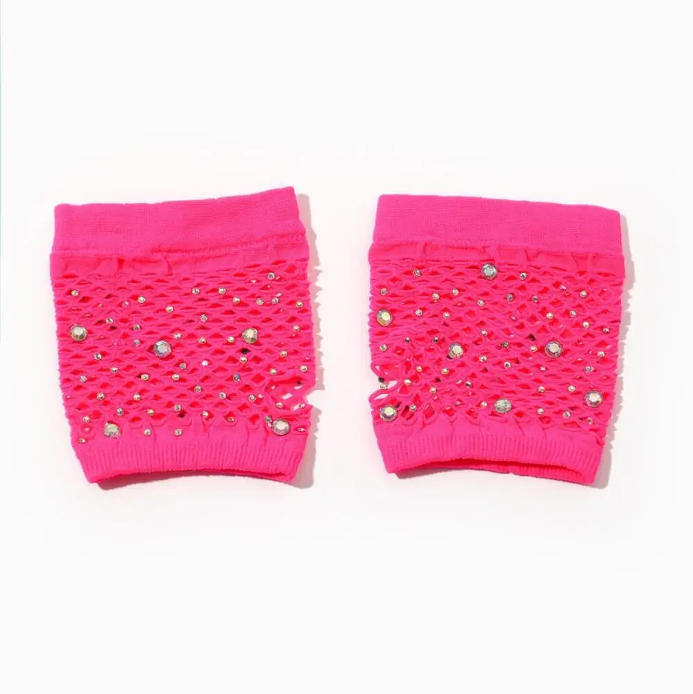 Gants courts incrustés de diamants pour femmes et filles, demi-doigt, filet de pêche d'été, gants creux, gants en maille Sexy