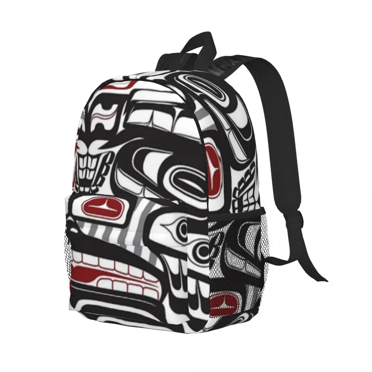 Thunderbird Bear Orca Totem Pole, Coastal Salish Haida Pacific North West Formline High Capacity Waterproof College Backpack