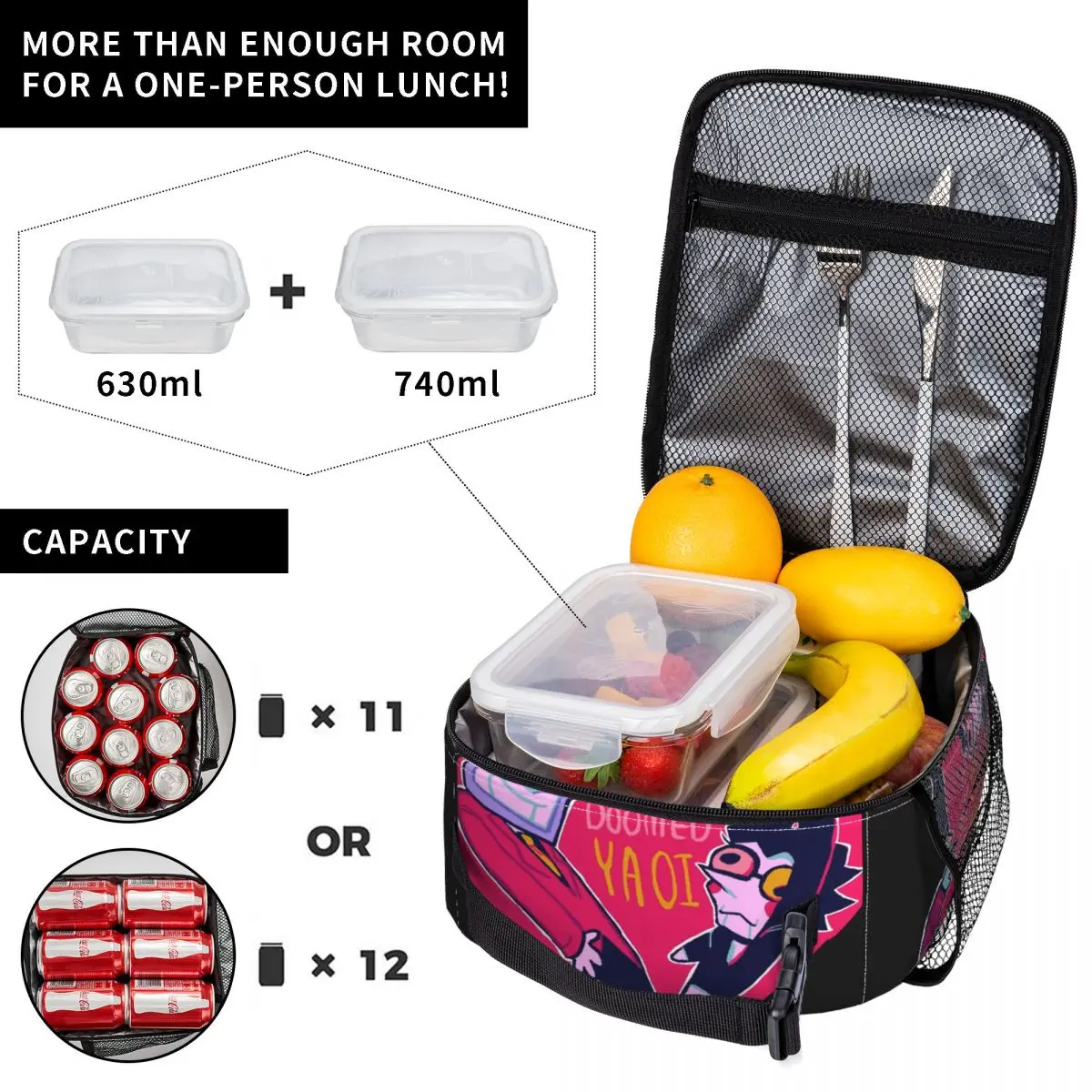 Spamtenna Doomed Yaoi Deltarune Game Lunch Bag Fashion Lunch Box Portable Insulated Thermal Lunch Bags For Women Cooler Bag