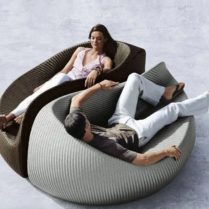 

Outdoor furniture circular rattan leisure sofa scenic spot B&B curved villa courtyard sunscreen beach pool