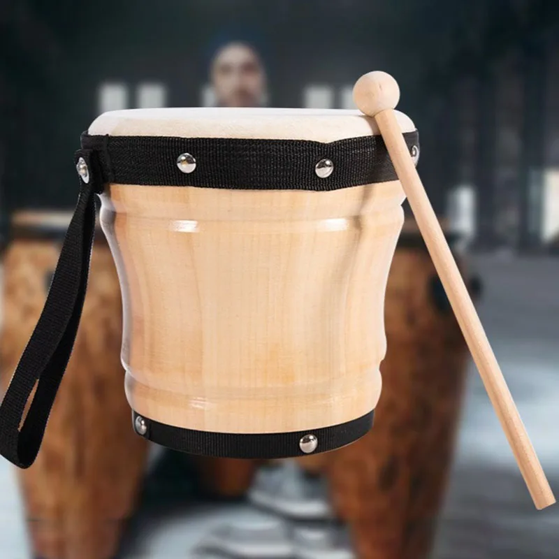 Sheepskin Bongos Handmade Wooden Bongo Drum Portable Children Education Handdrum Professional Performance Tambourine Percussion