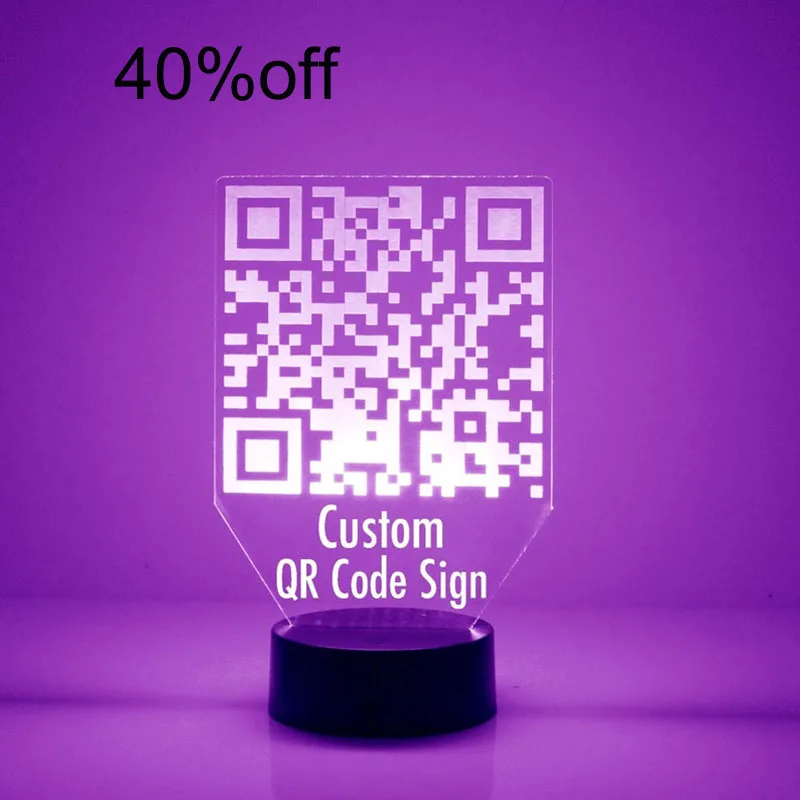 Personalized LED QR Code Light Up Sign 7 Color Change with Remote Control Custom Made Acrylic Engraved Night Lamp Perfect Gift