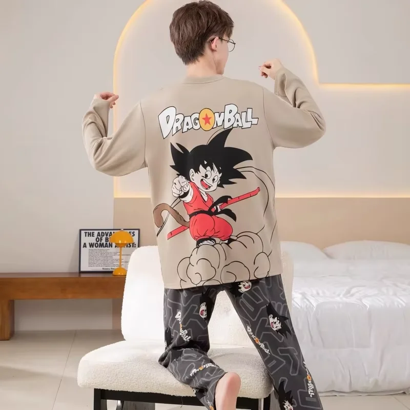 

Аниме Dragon Ball Пижамы с рисунком Сон Гоку Y2K Мужская домашняя одежда с длинными рукавами Мягкая удобная хлопковая весенне-осенняя ночная рубашка