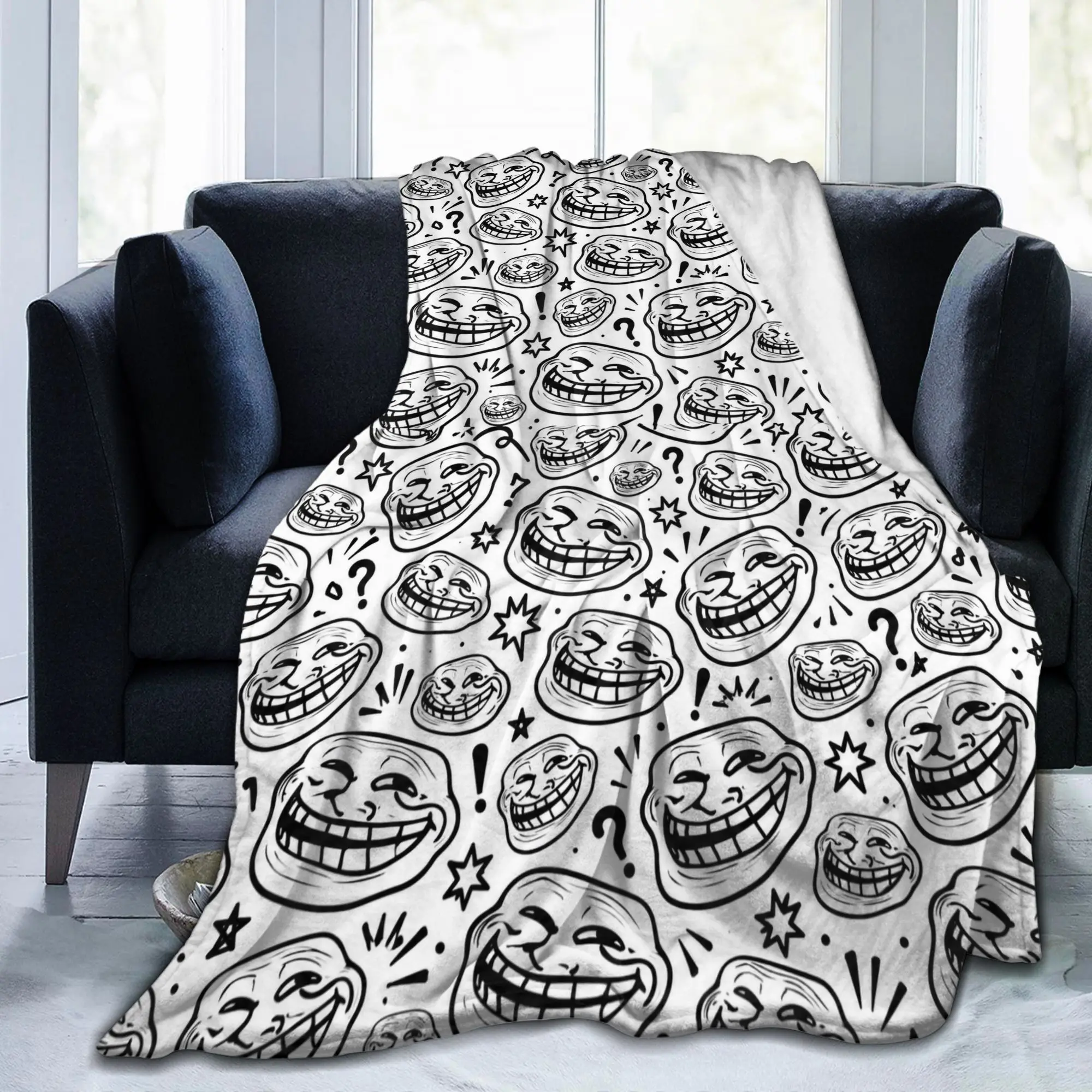 Soft Blankets Camping Rage Comic Trollfac Trunk Funny Anime Bedding Throws  Flannel Bedspread For Home Decor Sofa Bed Cover