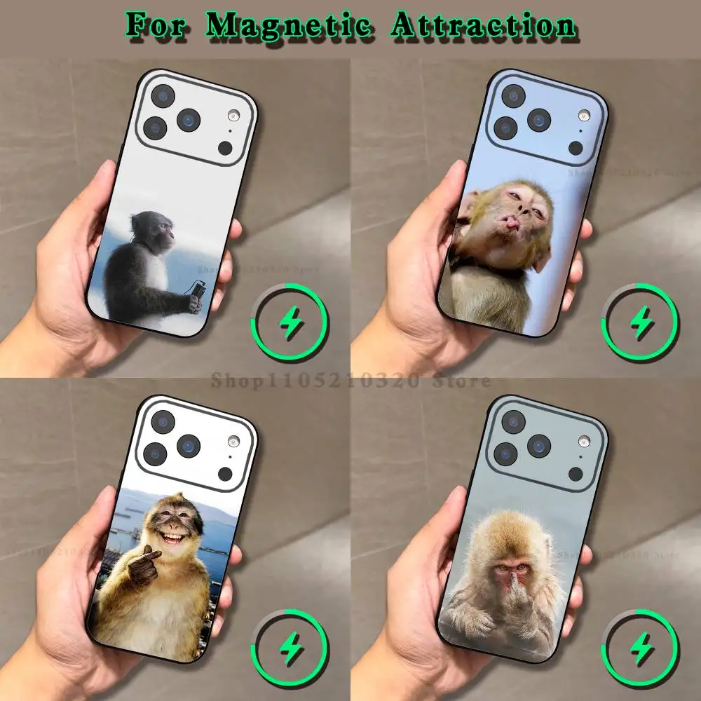 

Cute Funny Monkey Phone Case For iPhone 17,16,15,14,13,12,11,Pro,Max,Plus,E,Air,Mini Magnetic Magsafe Frosted