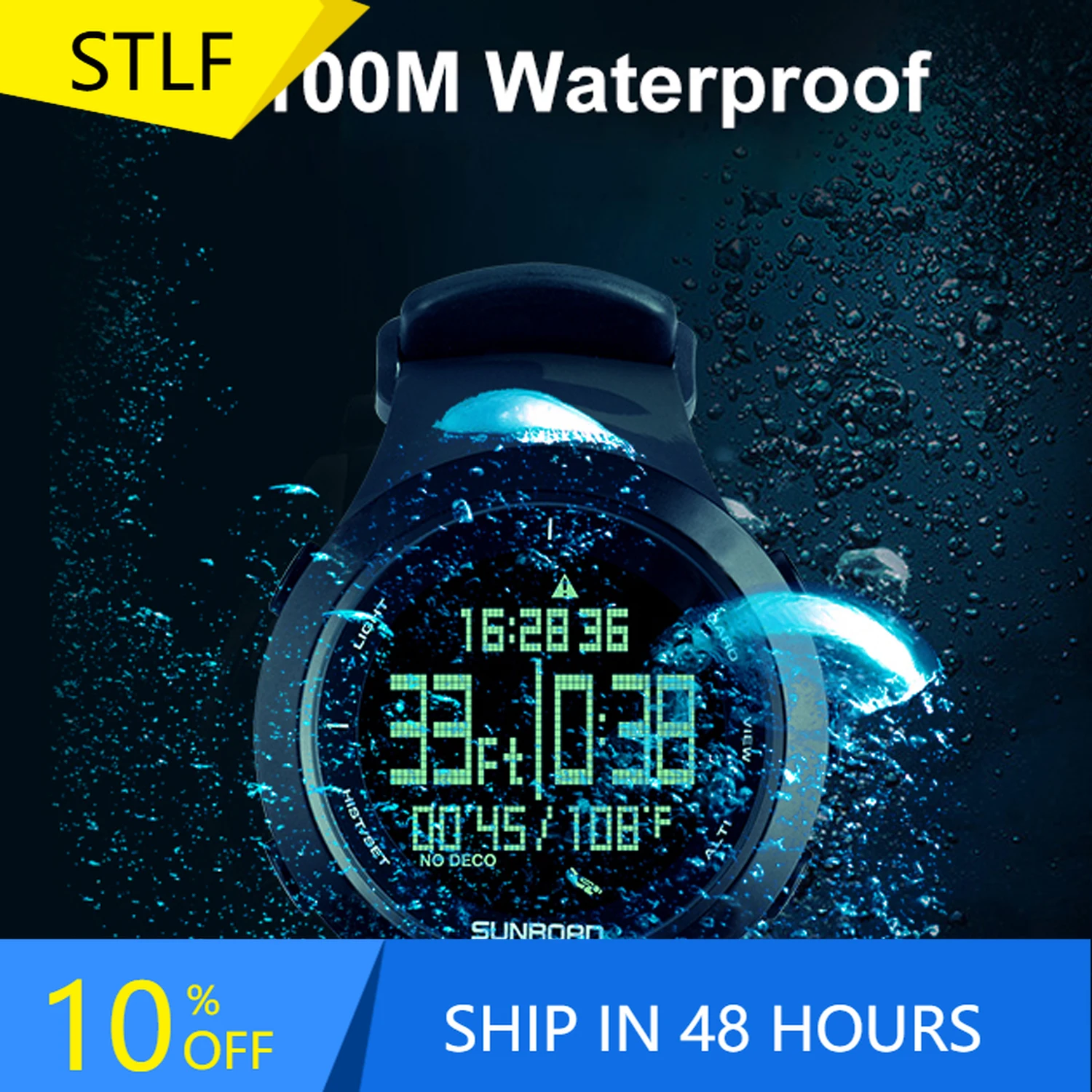 

STLFFR730 100m Deep Waterproof Measurable Diving Depth Diving Time Safe Stay Time Professional Sports Diving Watch