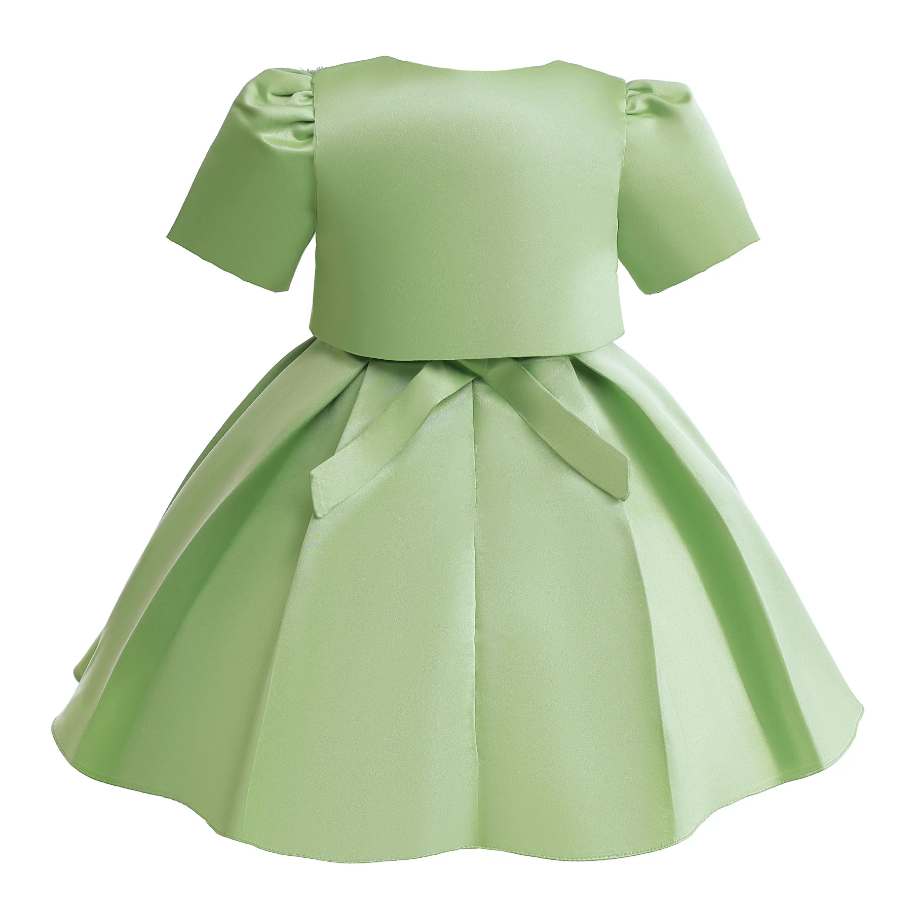 New Girls Dress Summer Sleeveless Princess Dress + Matcha Green Short Jacket 2Pcs Piano Performance Gown 2-10 Years Kids Clothes