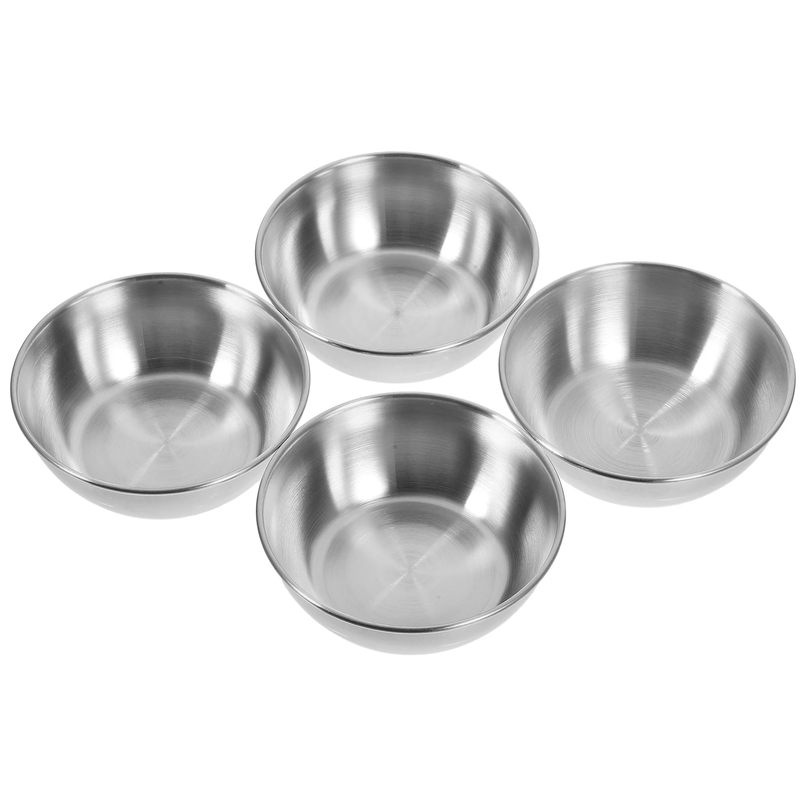 

4pcs Stainless Steel Seasoning Dishes Wide Bowls Suitable Home Restaurants Food Shops Serving Sauces Sweet Sour Mustard