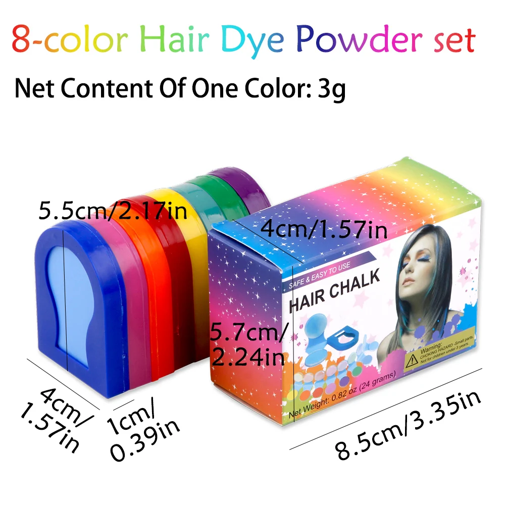 Hair Chalk Temporary Hair Color for Kids Women Girls Washable Hair Dye 8 Colors Hair Painting Spray Salon Styling Supplies