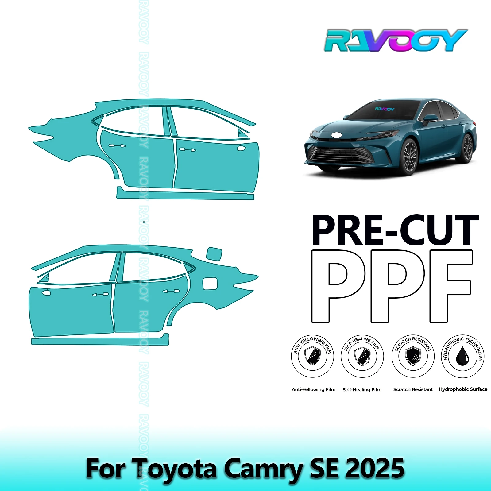 

For Toyota Camry SE 2025 8.5mil Clear Matte Pre-Cut PPF Door & A/B Pillar Kit TPU Paint Protection Film Set