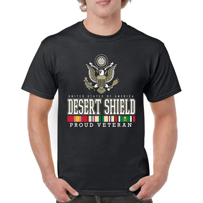 تي شيرت Desert Shield Proud Veteran تي شيرت الجيش الأمريكي DD 214 تي شيرت رجالي وطني