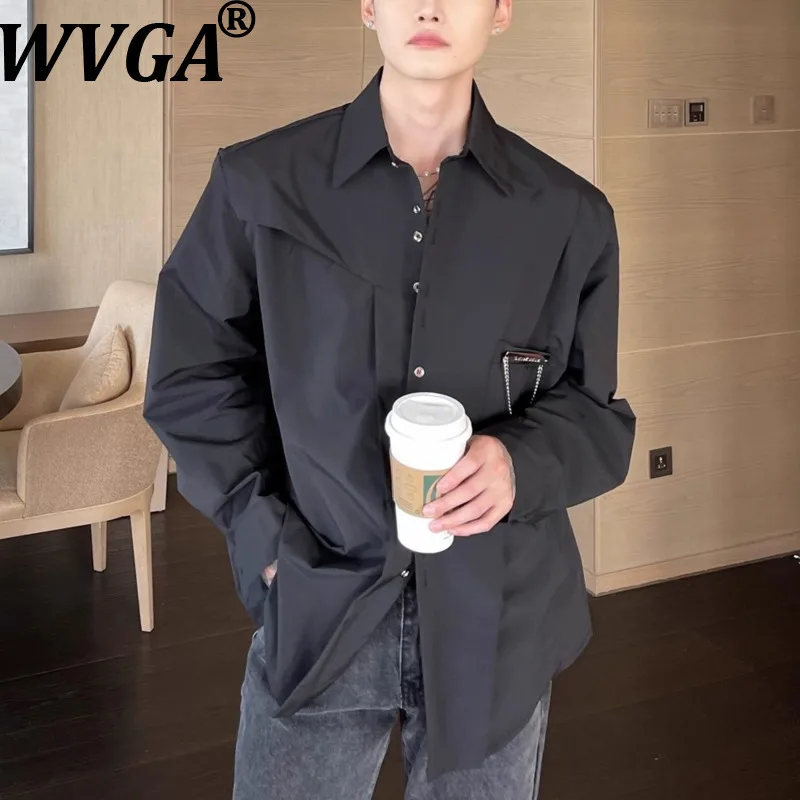 

WVGA Cuibuju Нишевая дизайнерская рубашка Мужская свободная рубашка с длинным рукавом в корейском стиле Весна Осень Высококачественная повседневная белая рубашка Ins Trend W18073