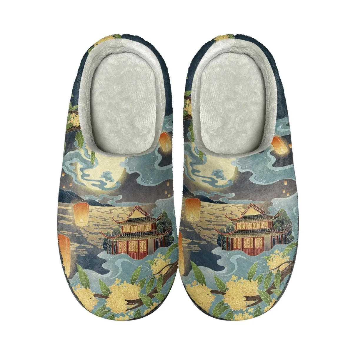 Women's Home Cotton Slippers Chinese Style Pattern Indoor Home Shoes Autumn Winter Warm Slides Closed Toe Pantuflas Custom Image