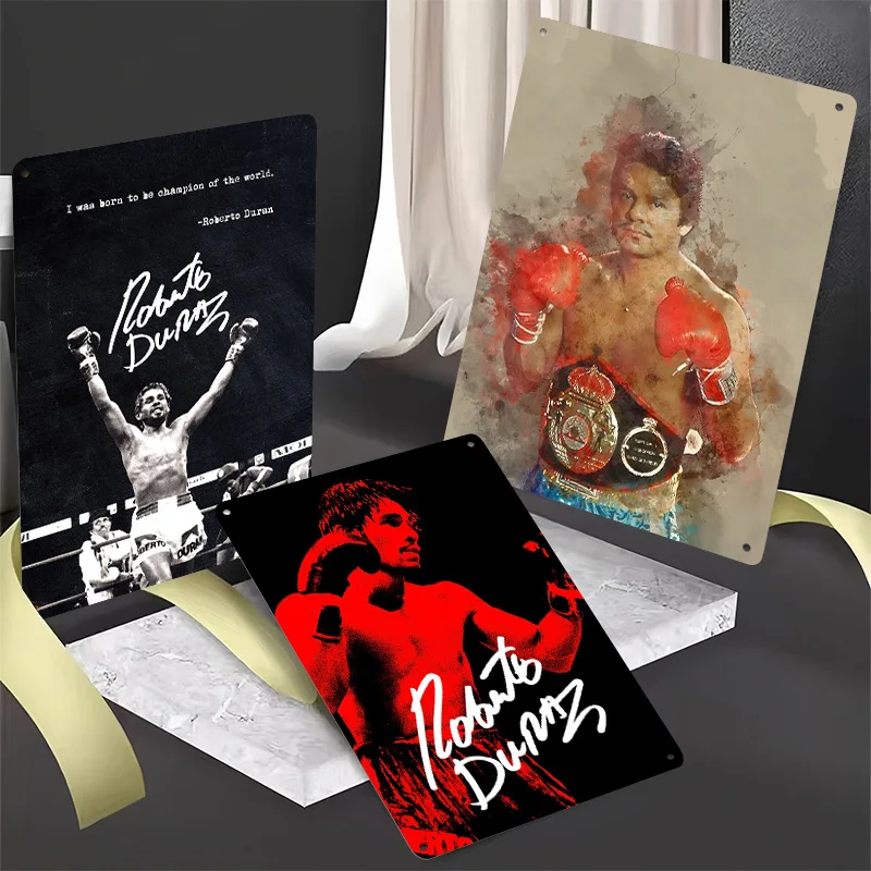 Roberto Duran Boxer Metal Posters Custom Vintage Metal Signs Wall Art Retro Tin Plaque for Man Cave Home and Decoration Gaming