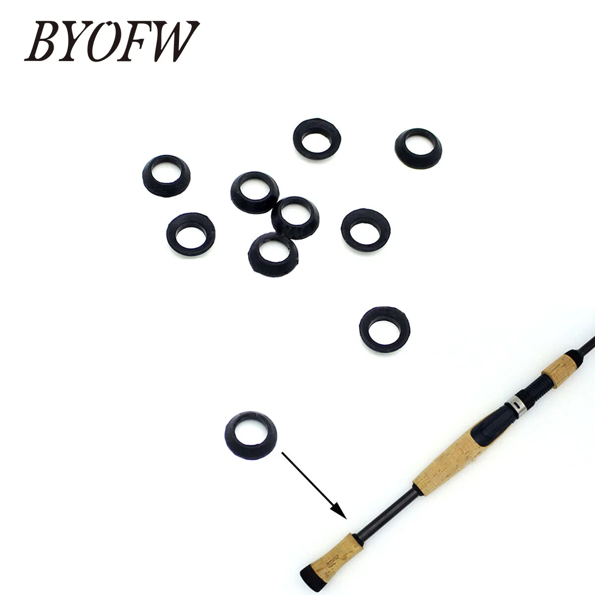 

BYOFW Lot 10 PCs Fishing Rod Building Elastic Rubber Winding Check Dress Trim Pole Handle Ring DIY Parts Replacement Accessory