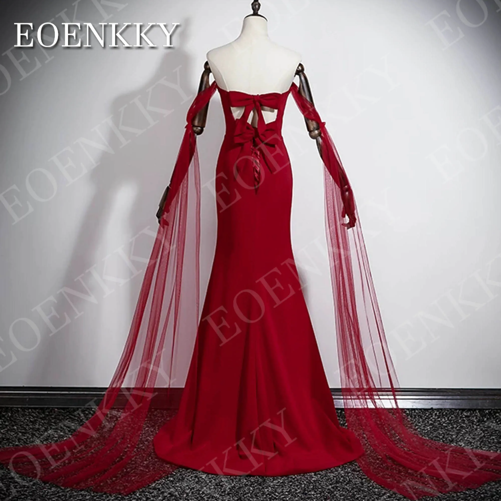 EOENKKY 인어공주 스타일 아름다운 이브닝 드레스 모던 오프숄더 레드 3D 꽃 장식 파티 드레스 맞춤 제작 긴 이브닝 드레스인조 아름다운 저녁 드레스 현대 어깨에서 빨간 3D 꽃 파티 드레스 주문을 받아서 만들어진