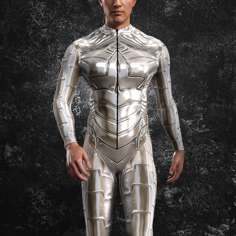 

Women Men Halloween Cosplay Costume Robot Steampunk 3D Printing Bodysuit Science Fiction Theme Party Role Playing Outfit