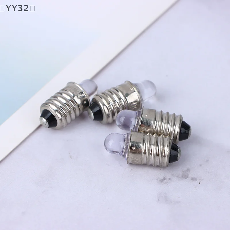 〔YY32〕2pcs E10 Led Flashlight Bulb DC 3V 6V Instrument Bulb Indicator Lamp Replacement Torch Bulb Bike Lamp Warm White White