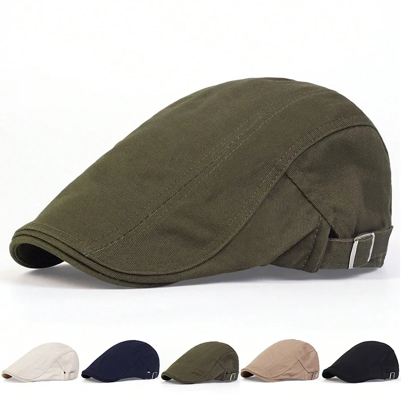 

Men Light Board Solid Color Newsboy Caps British Painters Hats Spring and Summer Adjustable Flat Cap Hip Hop Berets