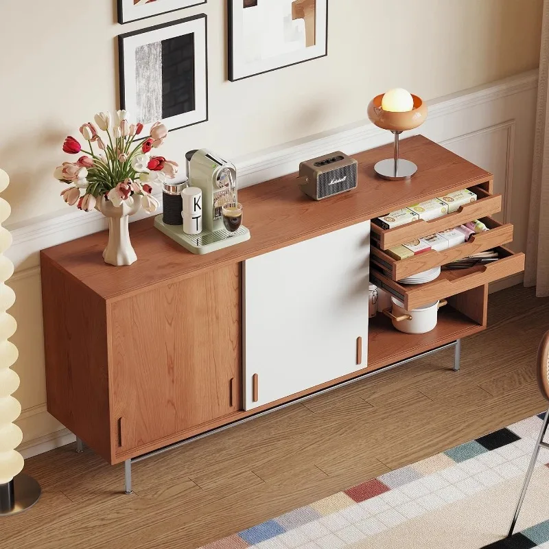Ancient solid wood dust side cabinet in the wind, living room multi-functional Bauhaus floor-to-ceiling retro strip locker