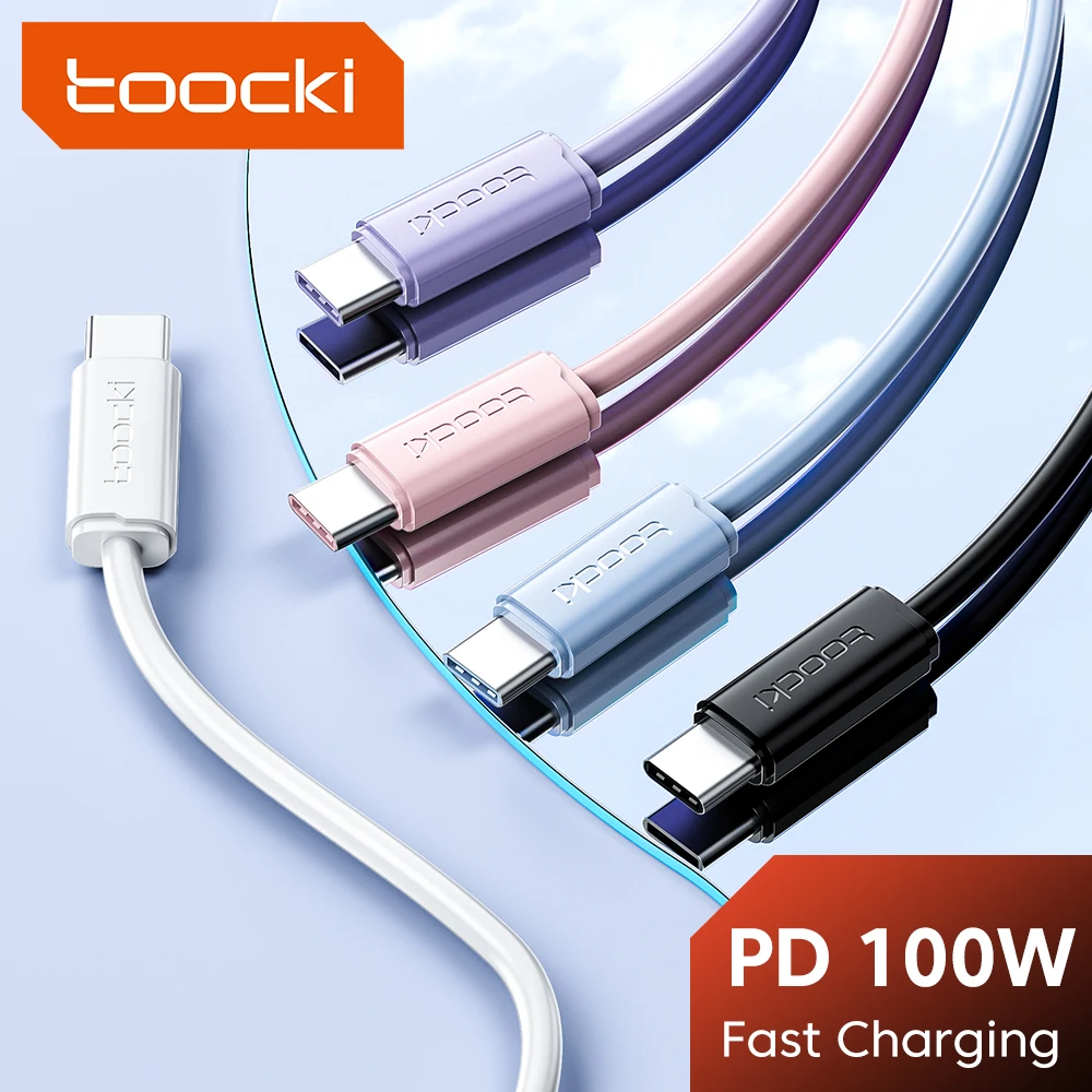 Toocki PD 100W 60W Type C To Type C Cable For Huawei Mate 40 30 Pro P50 40 30 Xiaomi 13 12 Samsung S21 20 Pad Air Macbook Cable