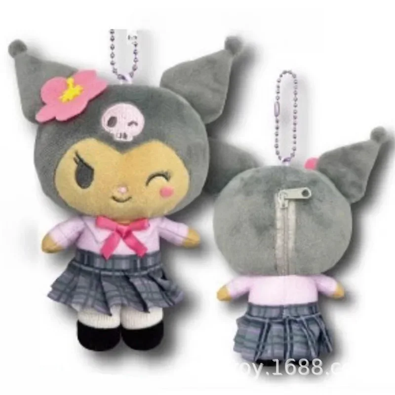 Kuromi Hellokitty Kawaii peluche portachiavi cartone animato fiore di ciliegio Heisei pelle nera piccante ragazza gonna pieghevole ciondolo borsa